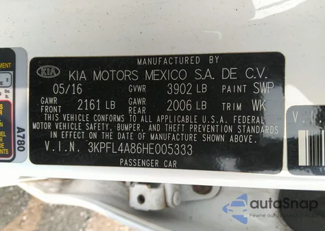 2017 Kia Forte Ex из США, поврежденный, VIN 3KPFL4A86HE005333